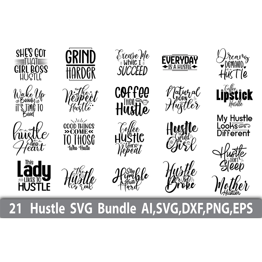 Typography T-shirt Quotes SVG Design Bundle cover image.