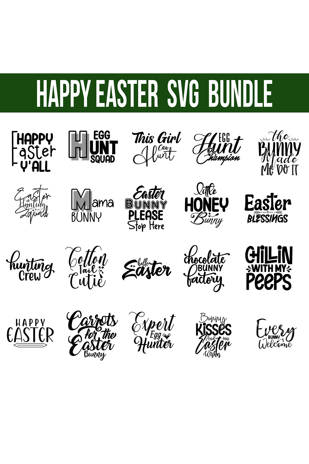 Happy Easter T-shirt Typography SVG Design pinterest image.
