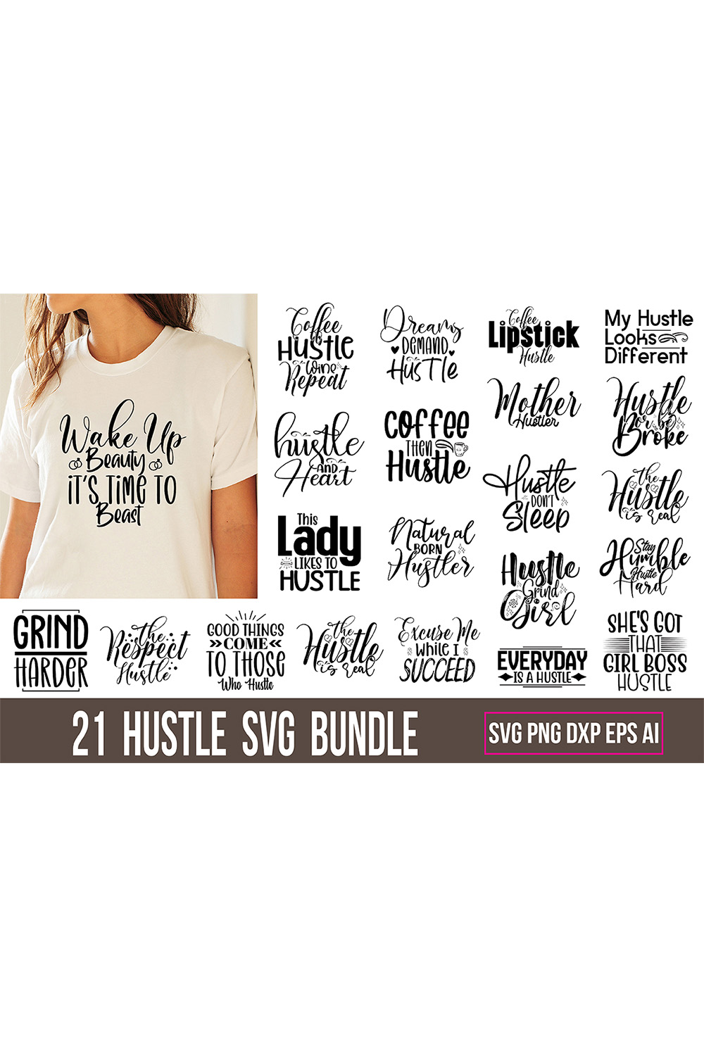 Typography T-shirt Quotes SVG Design Bundle pinterest image.