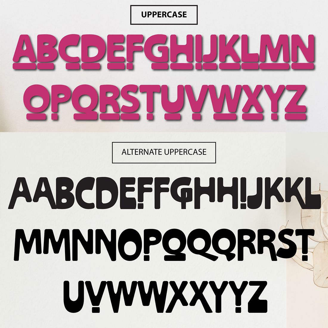 Retro Display Font uppercase and alternative uppercase preview.