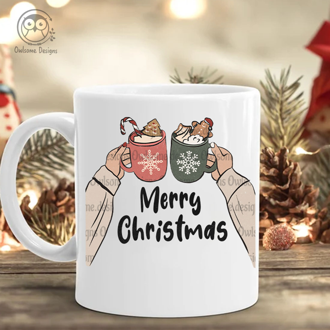 Merry Christmas Sublimation Mug Design preview image.