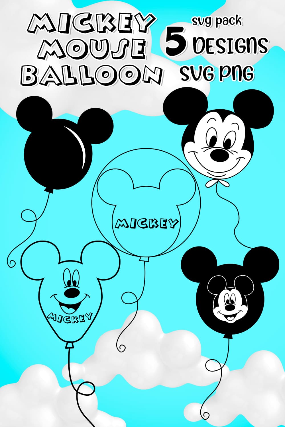 Mickey Mouse Balloon SVG - pinterest image preview.