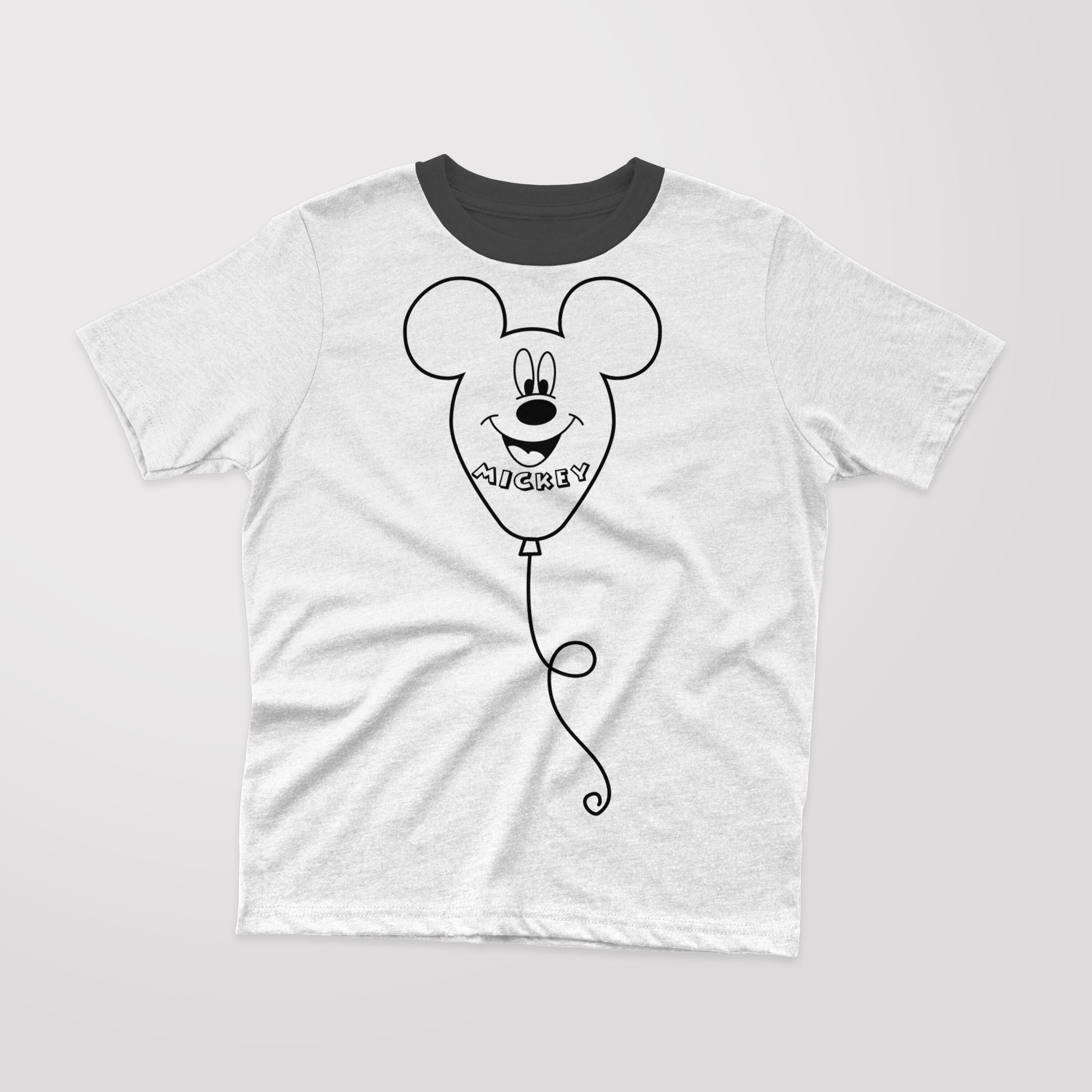 White t-shirt with the Mickey Mouse balloon.