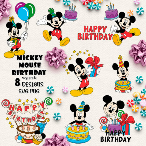 Mickey Mouse Birthday SVG - main image preview.