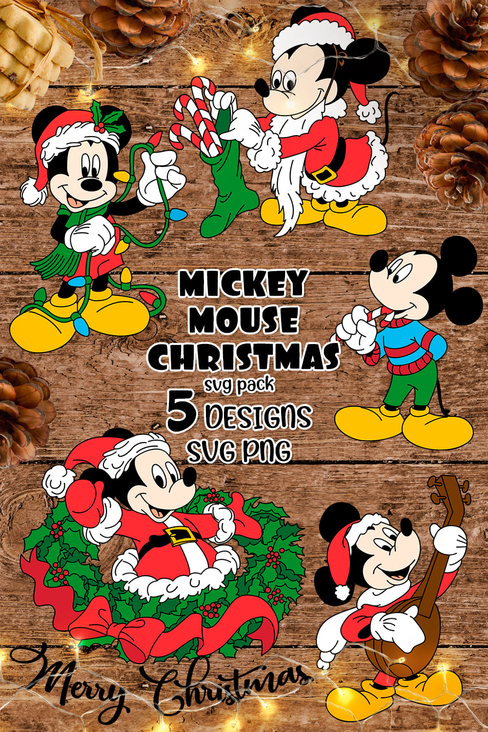 Mickey Mouse Christmas SVG - pinterest image preview.