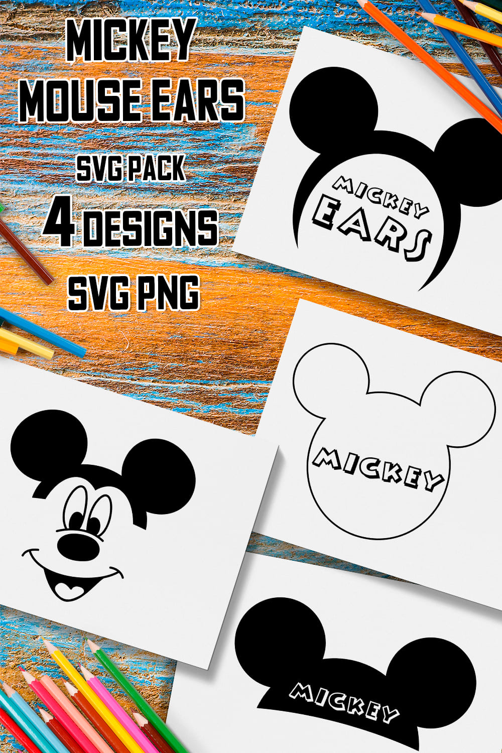 Mickey Mouse Ears SVG - pinterest image preview.