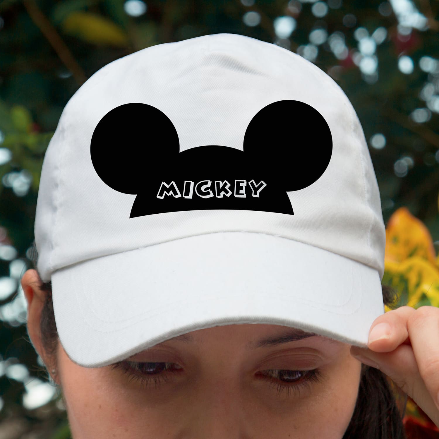 White cap with Mickey Mouse Ears SVG.