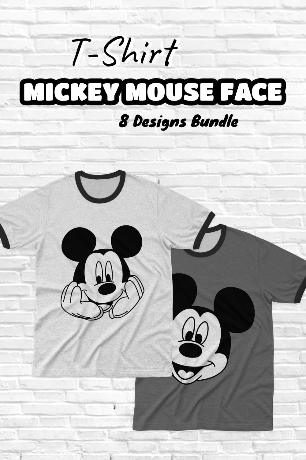 Mickey Mouse Face SVG T-shirt Designs - pinterest image preview.