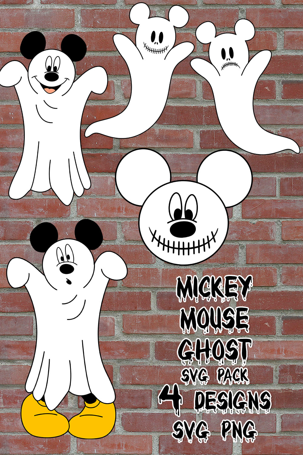 Mickey Mouse Ghost SVG - pinterest image preview.