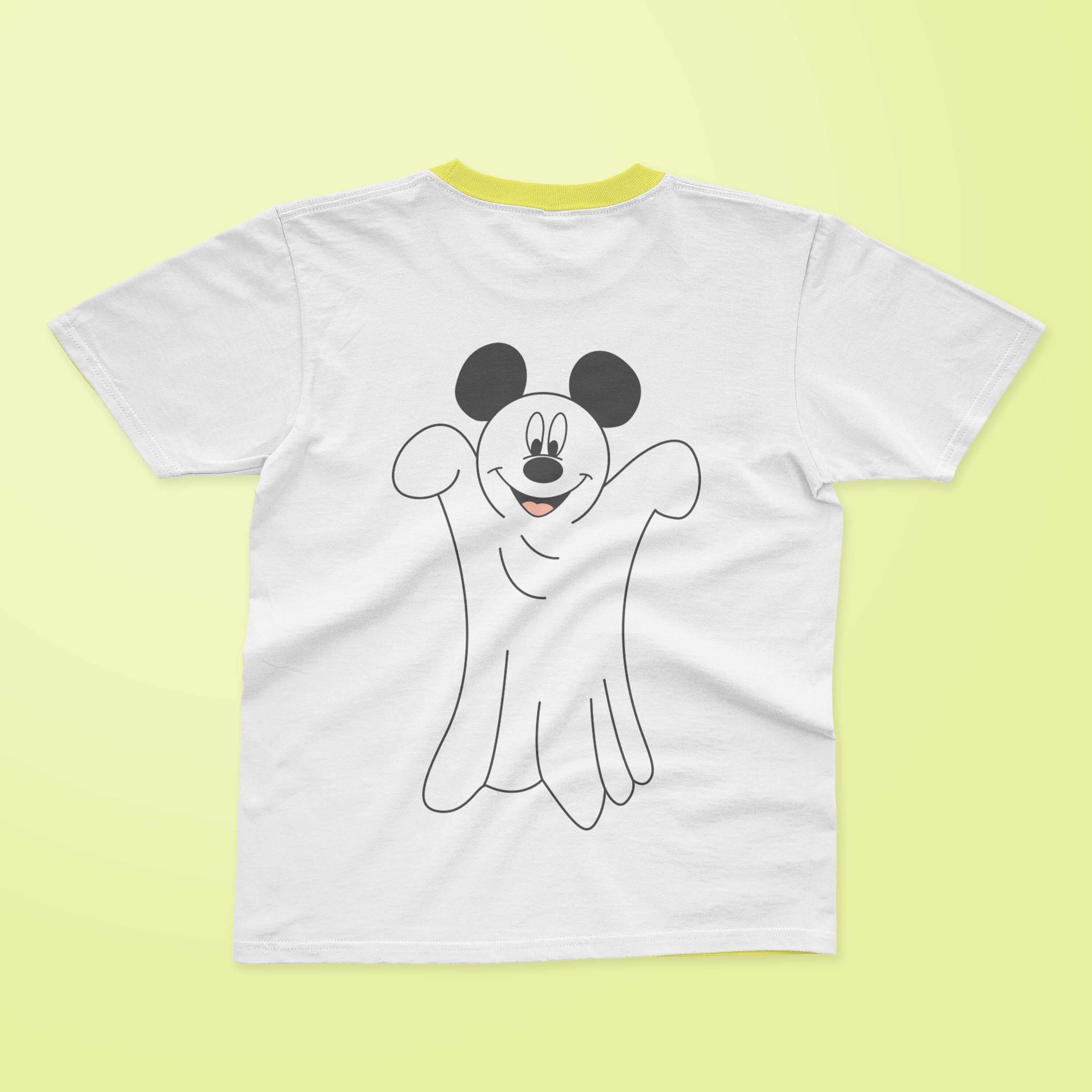 Funny Mickey Mouse ghost on a white t-shirt.