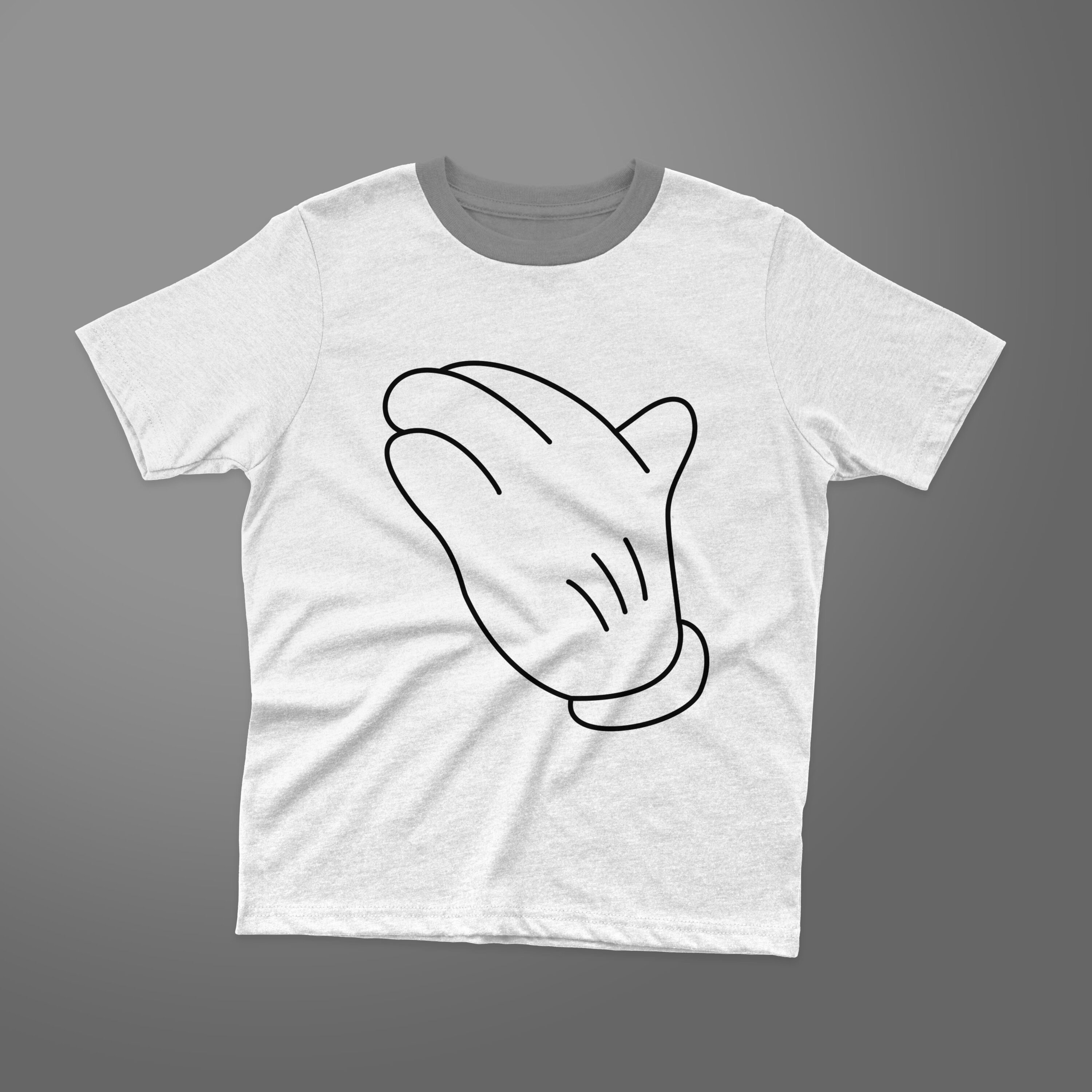 Simple white t-shirt with the Mickey Mouse's hand.
