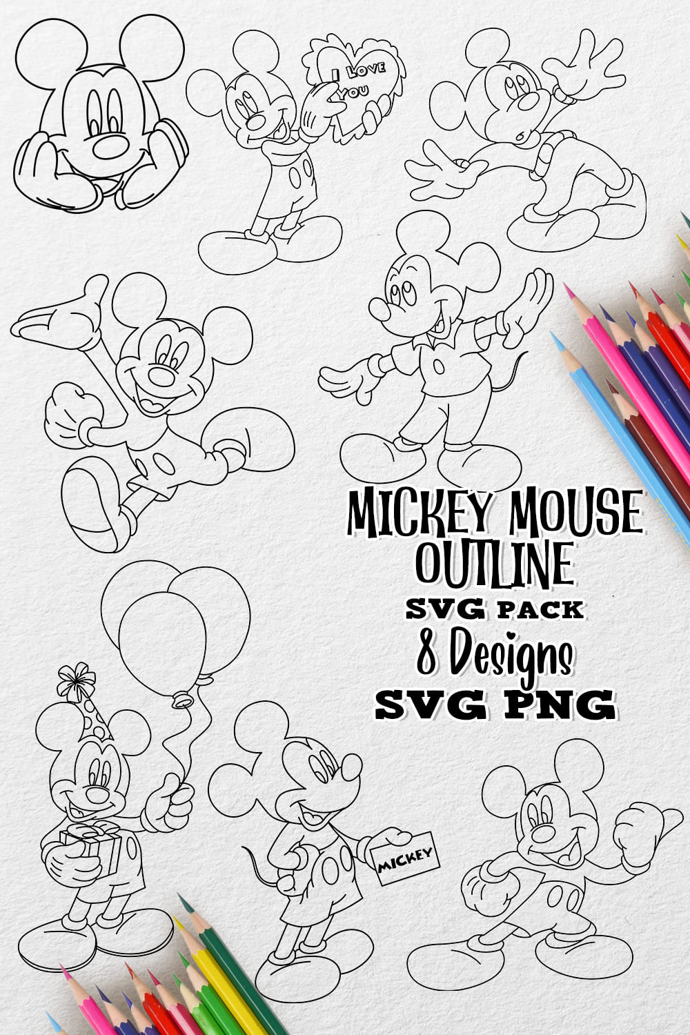 Mickey Mouse Outline SVG – MasterBundles