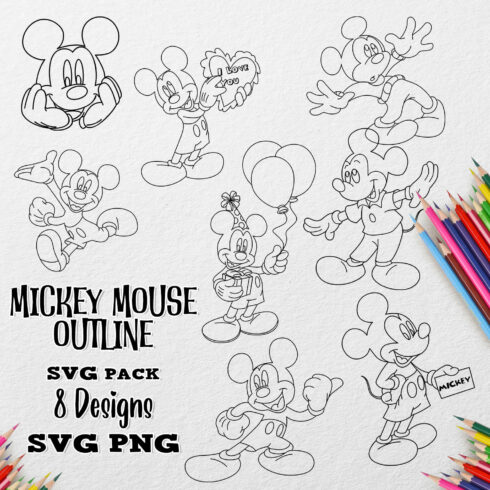 Mickey Mouse Outline SVG - main image preview.