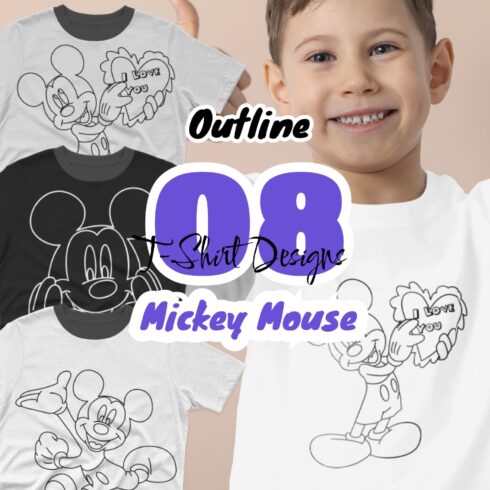 Mickey Mouse Outline SVG T-shirt Designs.
