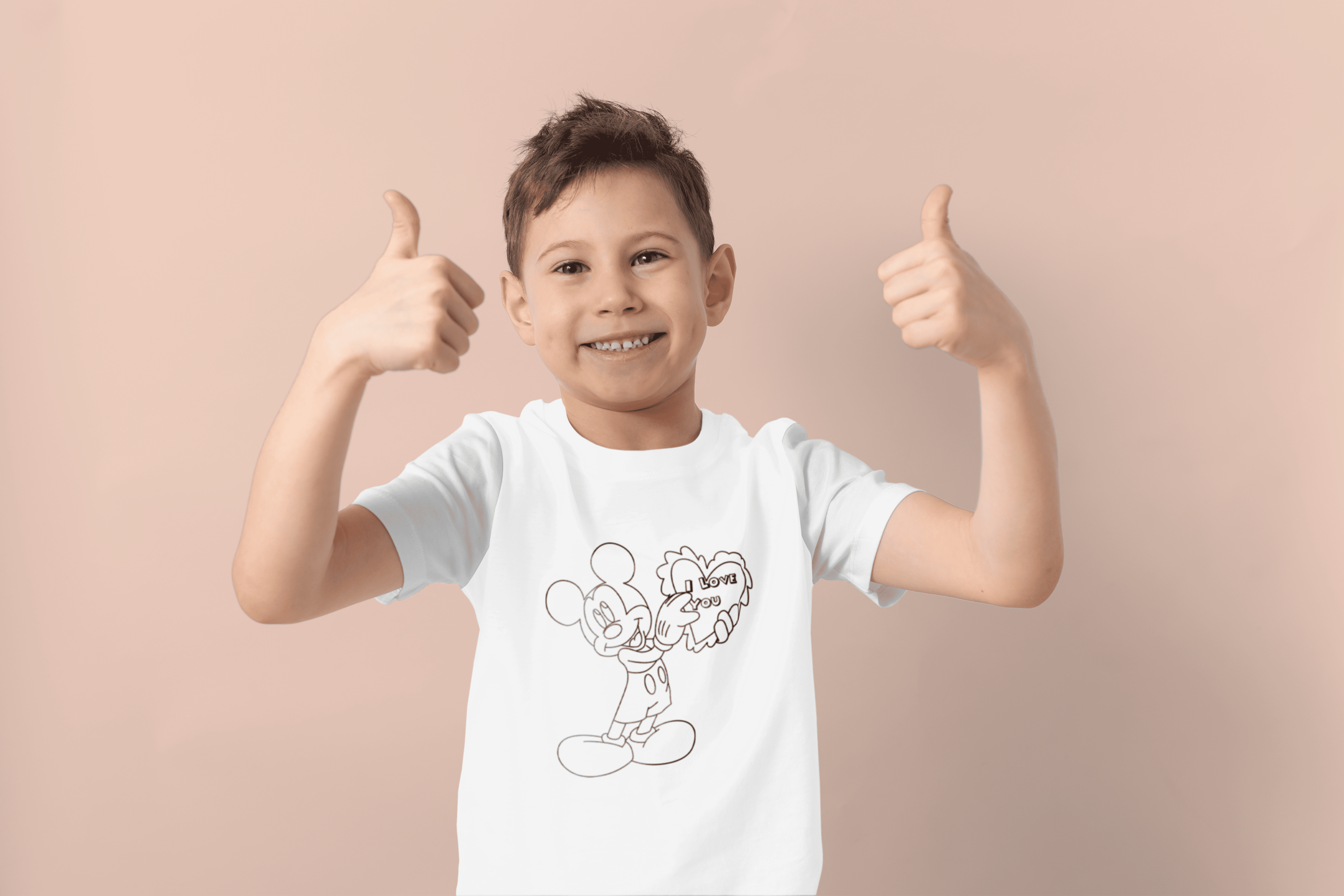 Classic kid's white t'shirt with the Valentine's Mickey Mouse.