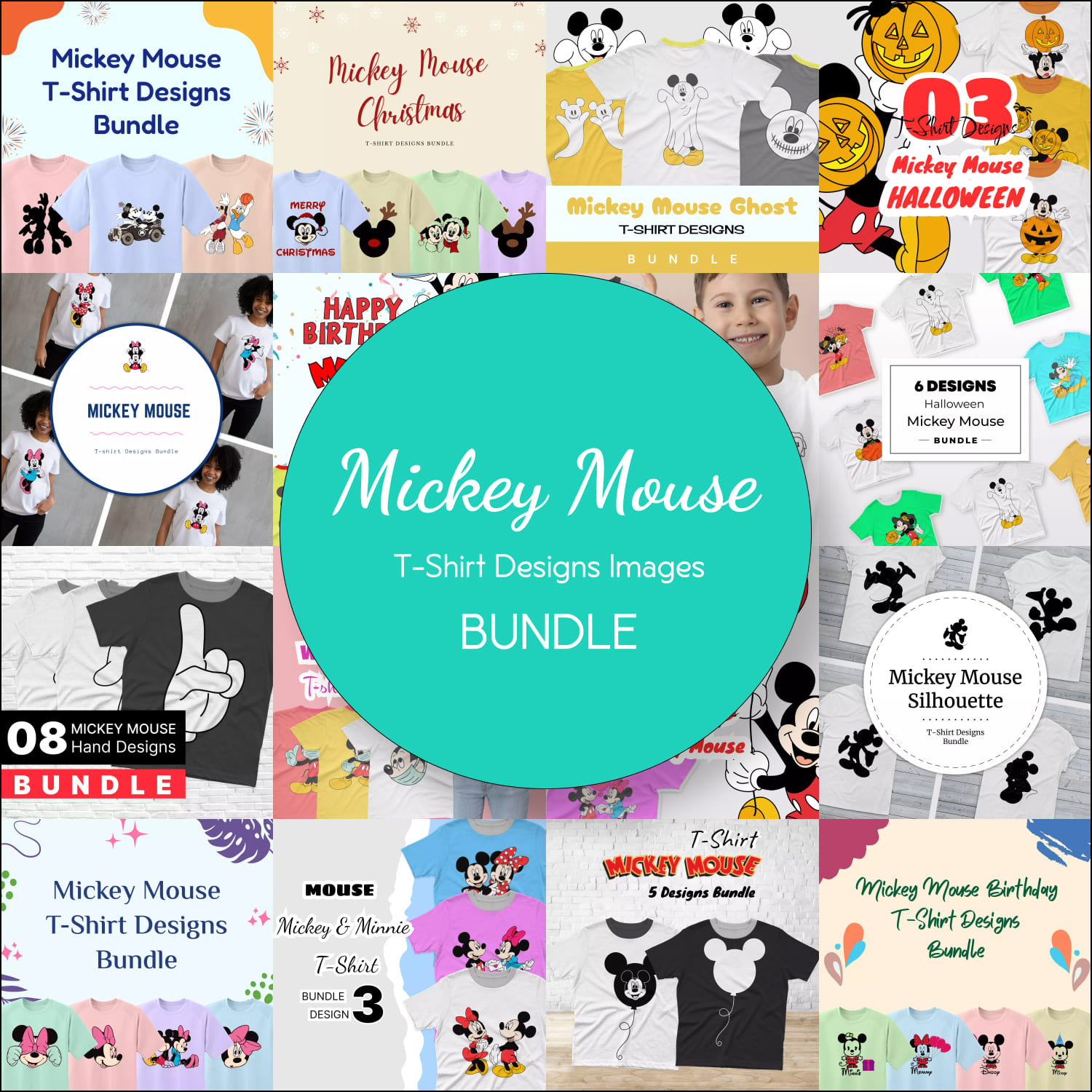 Mickey Mouse T-shirt Design Images Bundle.
