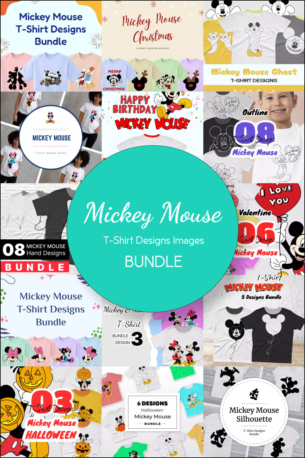 Mickey Mouse T-shirt Design Images Bundle - Pinterest.