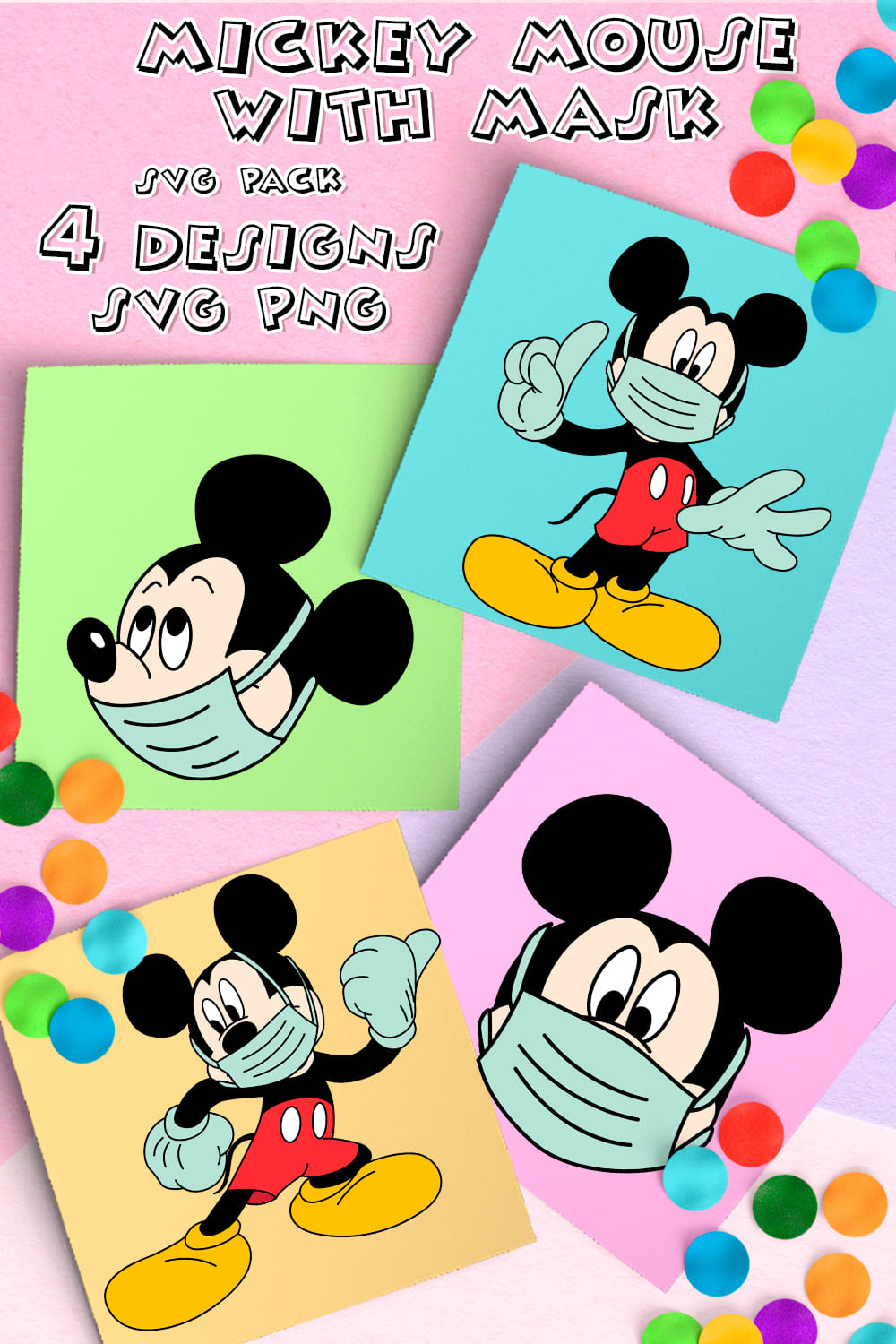 Mickey Mouse With Mask SVG - pinterest image preview.