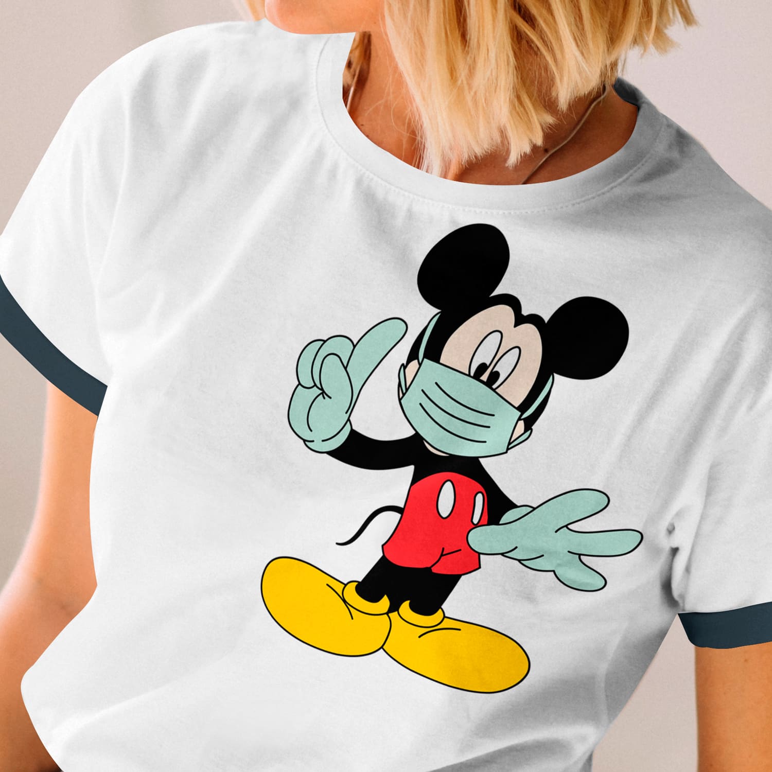 T-shirt design with Mickey Mouse With Mask SVG image.