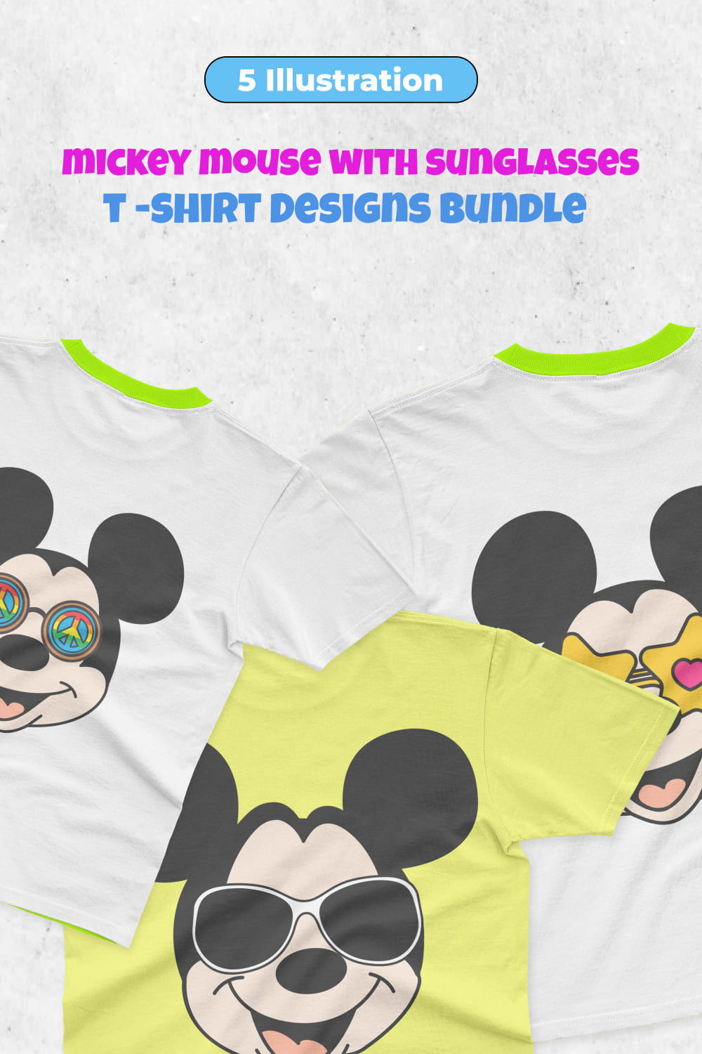 Mickey Mouse With Sunglasses SVG T-shirt Designs - pinterest image preview.