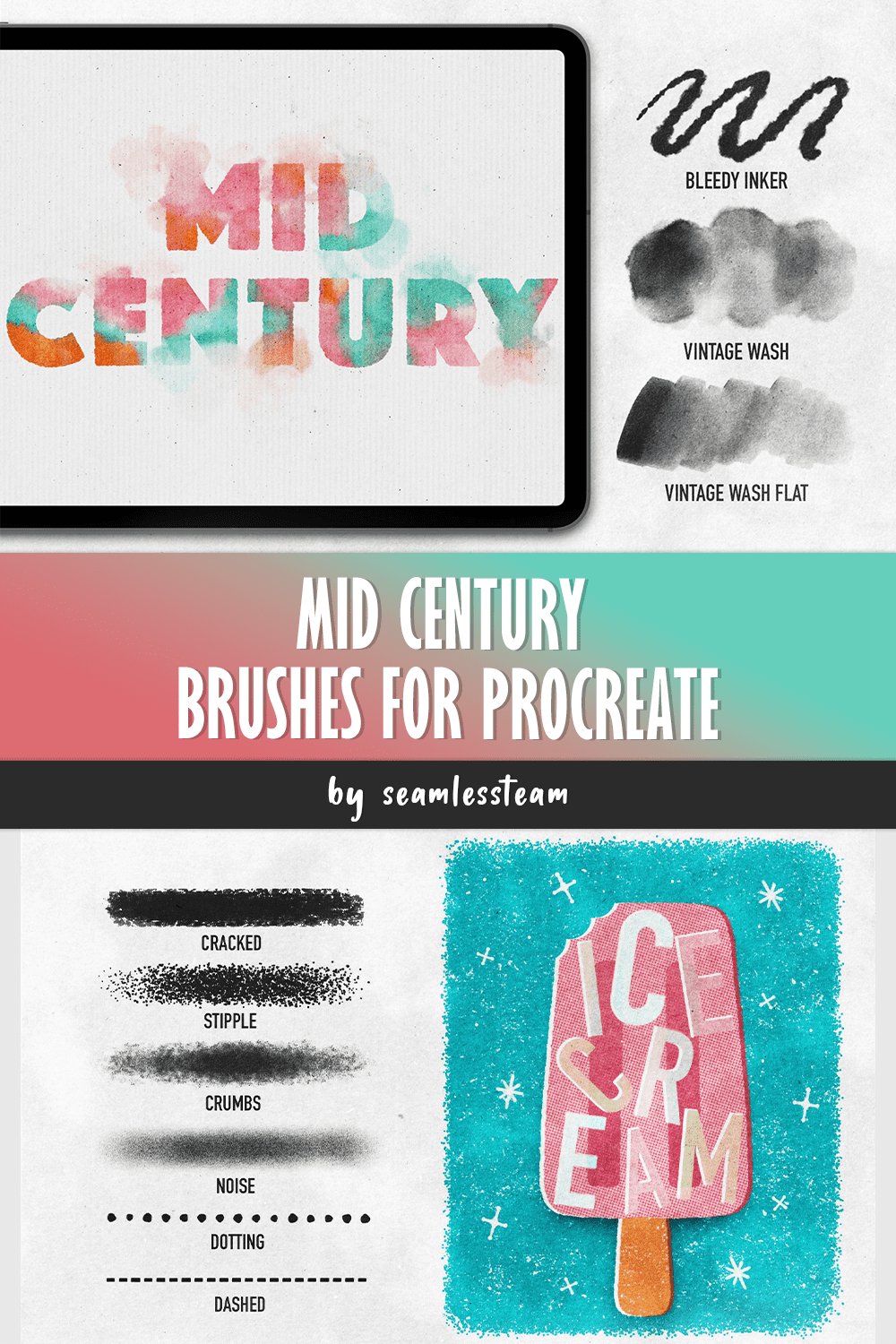 Mid Century Brushes For Procreate - pinterest image preview.