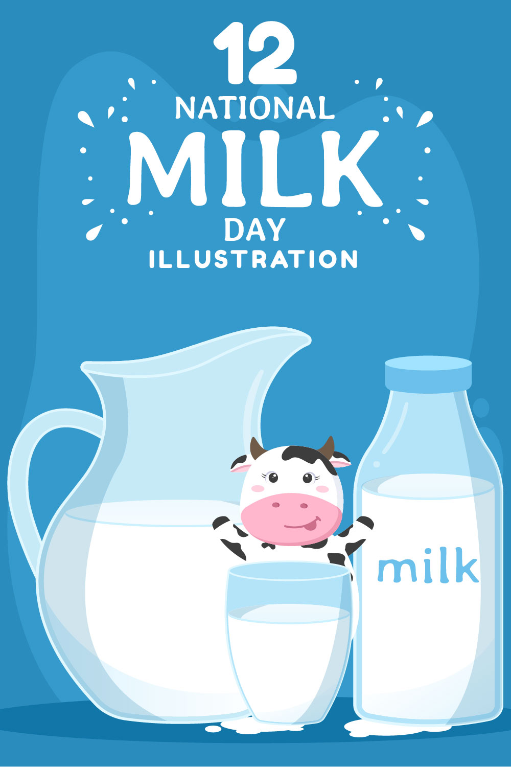 Happy Milk Day Illustration pinterest image.