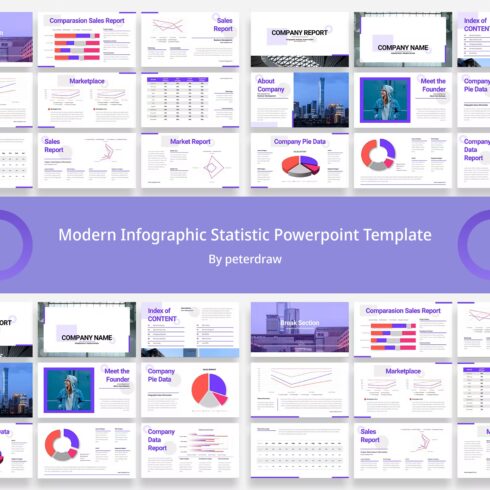 Modern Infographic Statistic Powerpoint Template - main image preview.