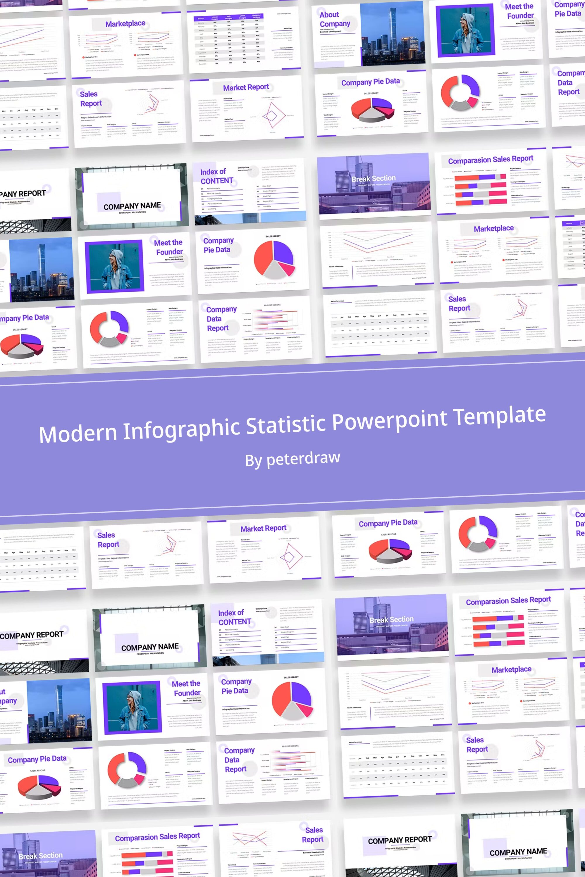 Modern Infographic Statistic Powerpoint Template - pinterest image preview.