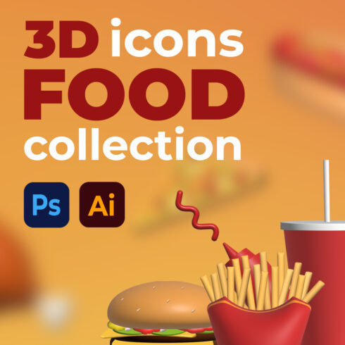3D Food Icons Collection main cover.