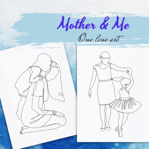 Mother and Me One Line Art.
