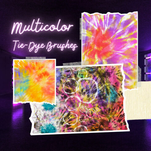 Procreate Multicolor Tie Dye Brushes - main image preview.