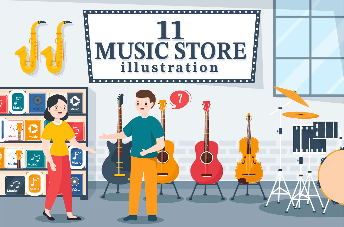 Cover image of 11 Music Shop Illustration.