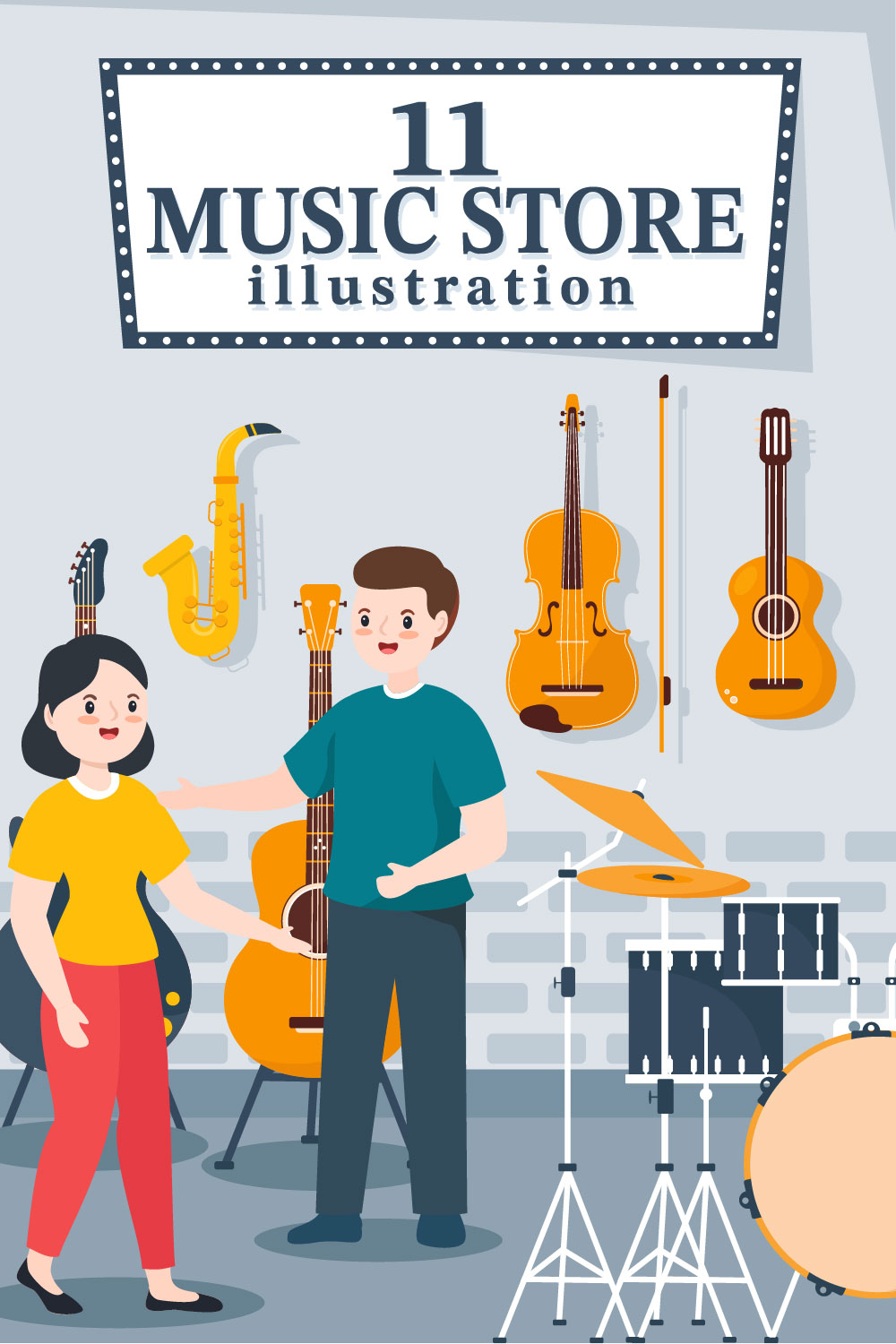 11 Music Shop Illustration - pinterest image preview.