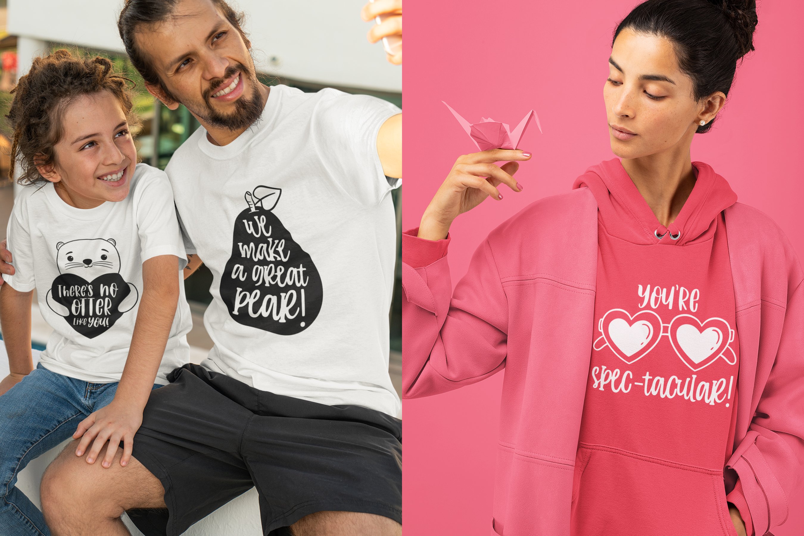 Clothes with the creative love graphic.