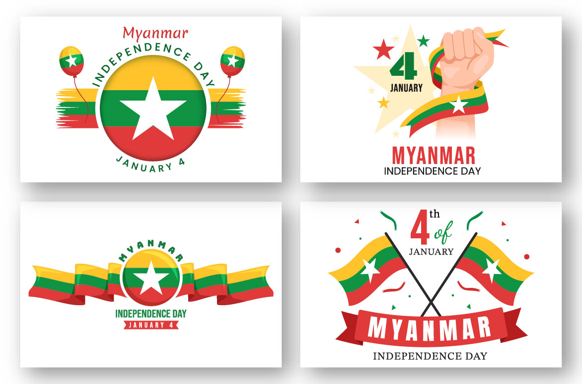 Big diversity of cards for Celebrating Myanmar Independence Day.
