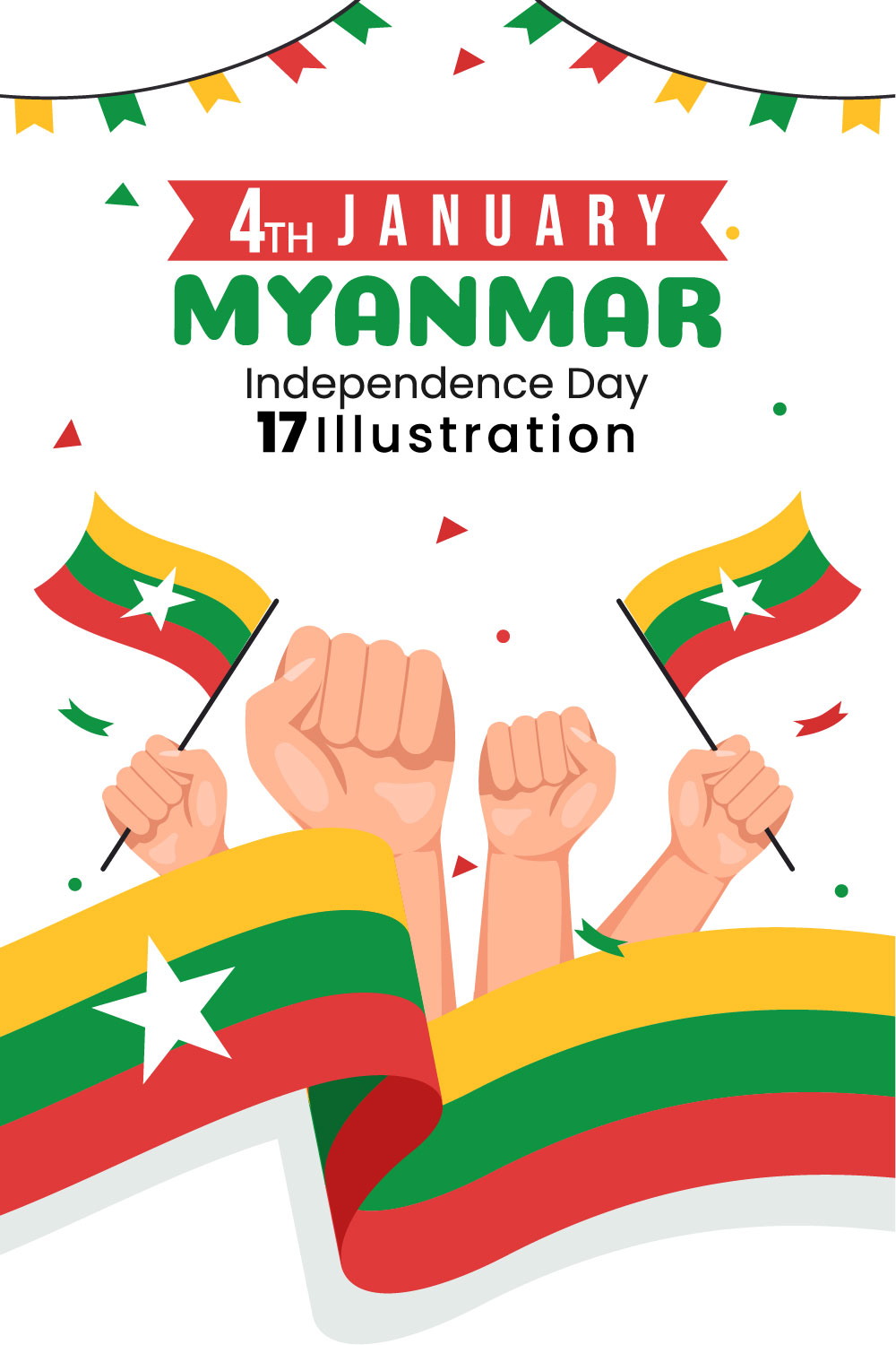 17 Myanmar Independence Day Illustration - pinterest image preview.