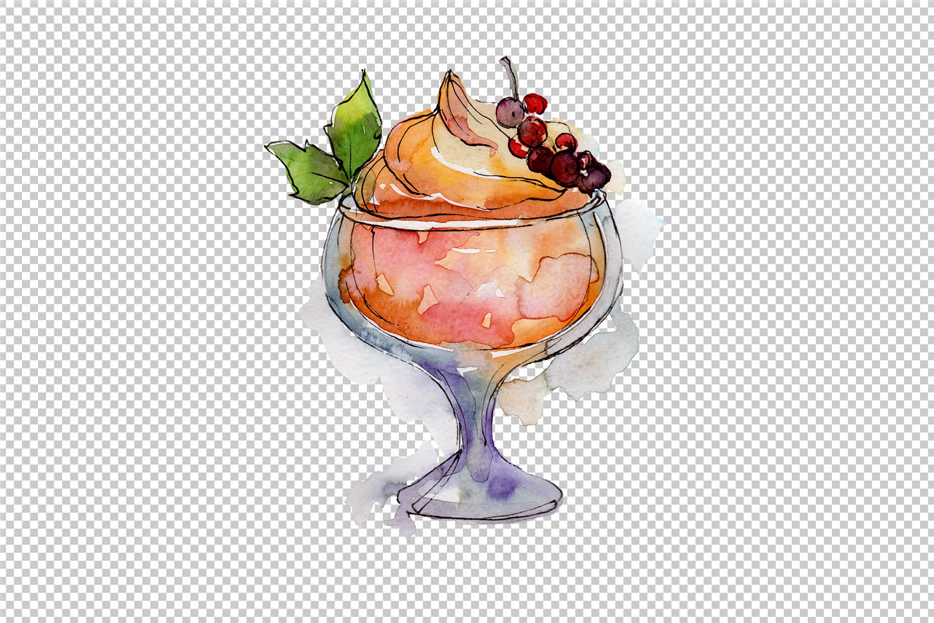 Transparent background with the full cup of the ice cream.