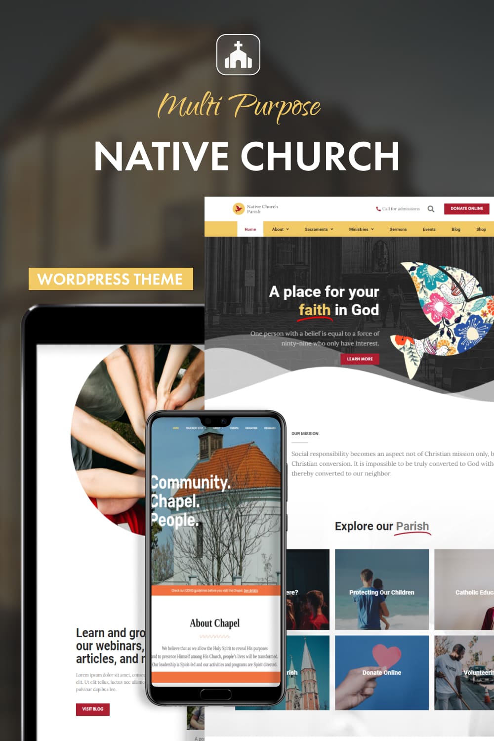 Native Church - Multi Purpose WordPress Theme - Pinterest.