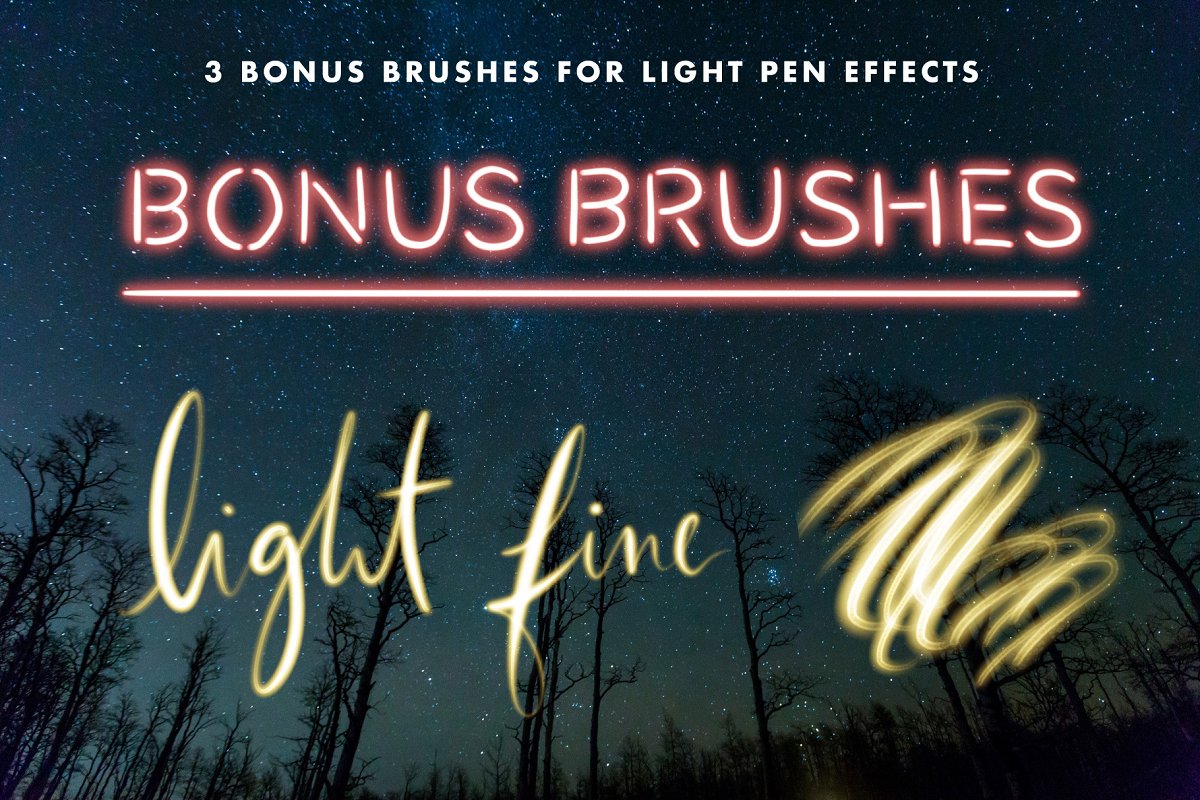 There are 3 brushes for light pen effects.