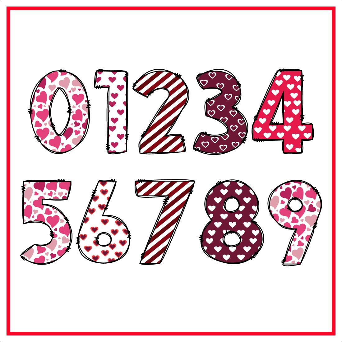 Lovely Color Font - numbers preview.