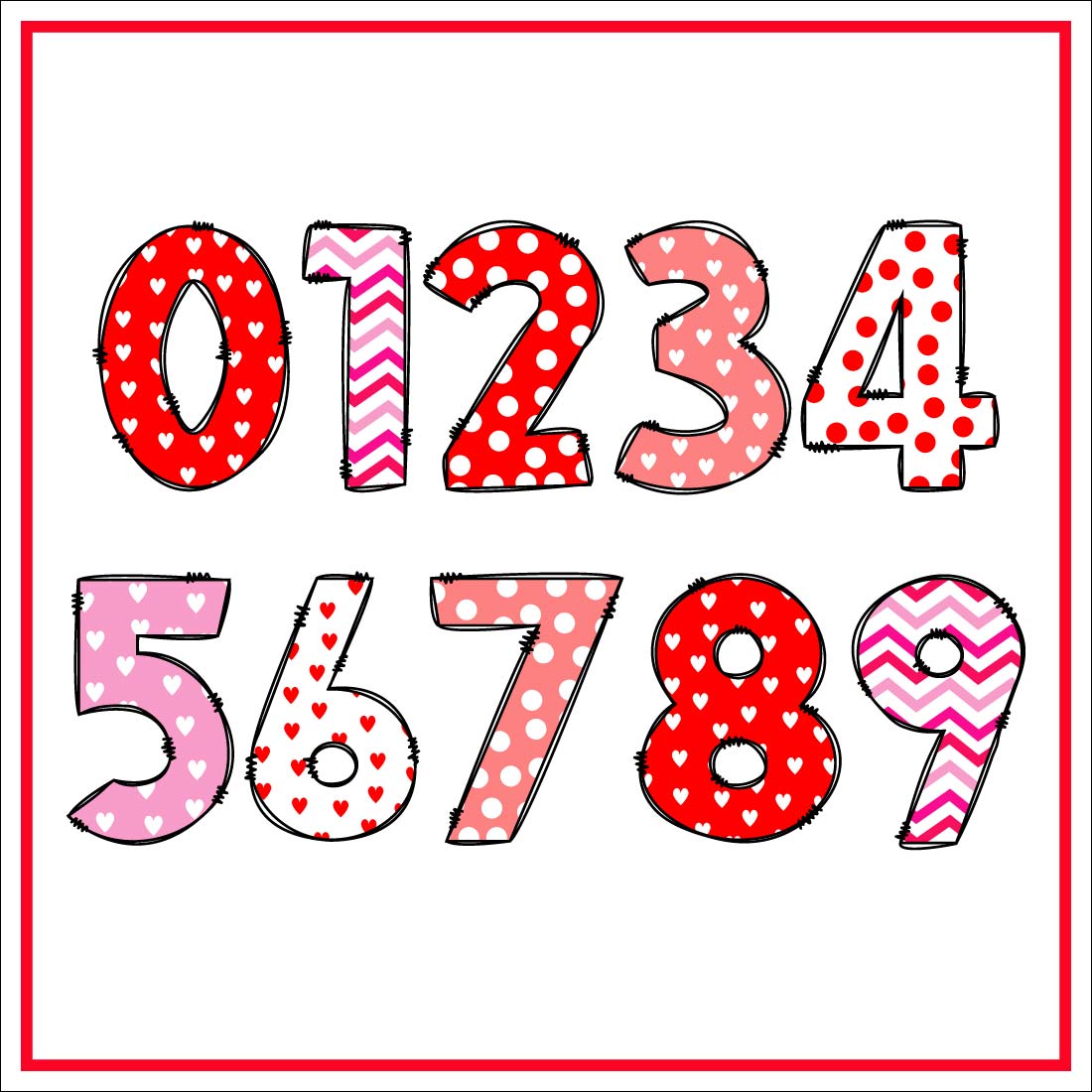Love Color Font numbers preview.