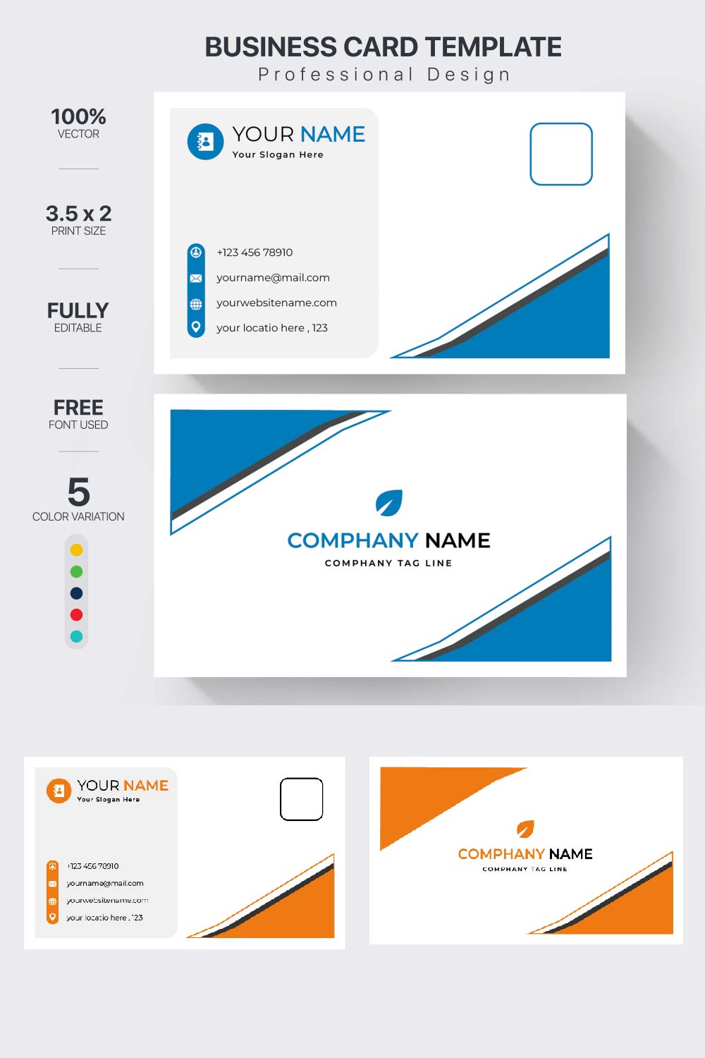 Gorgeous double sided business card template.