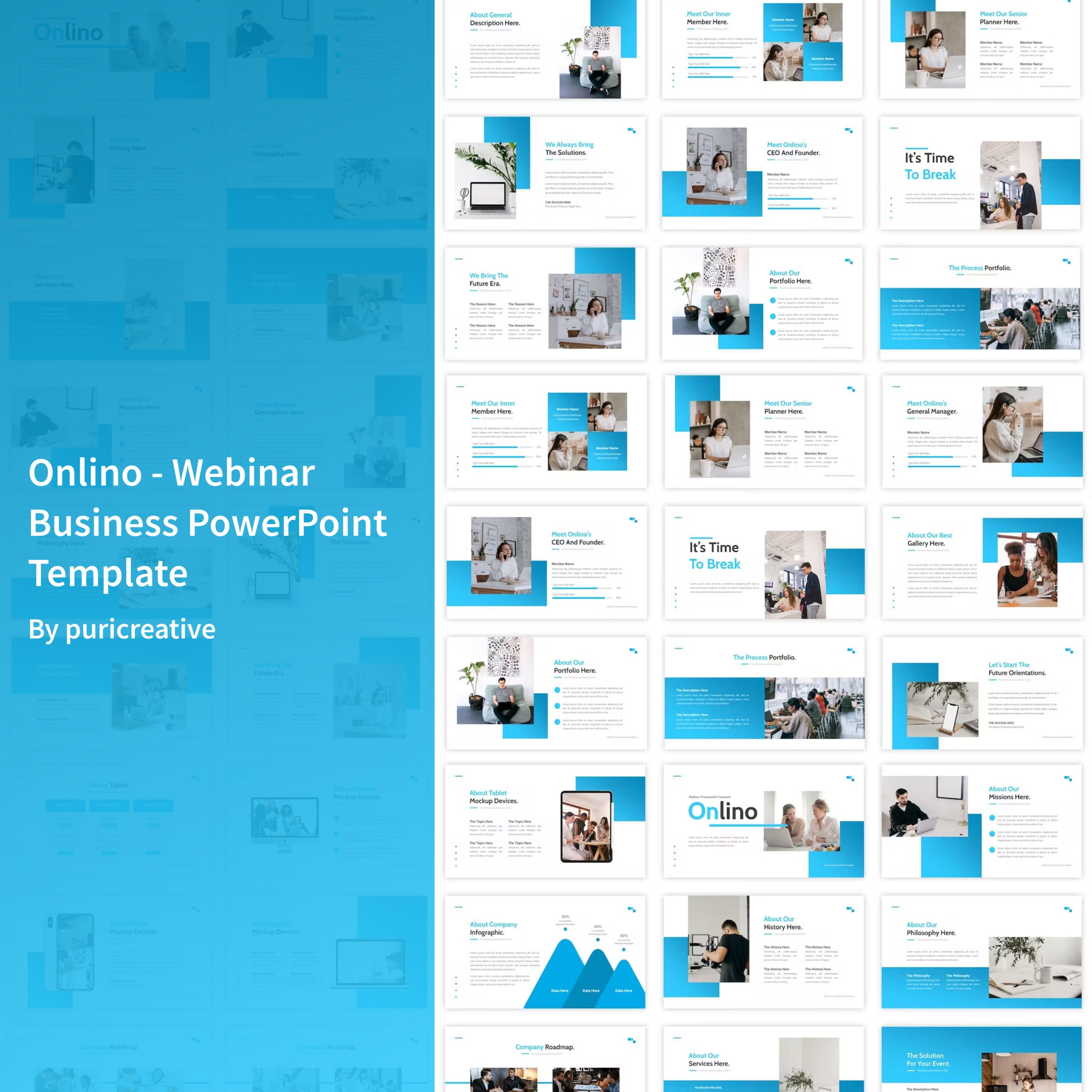 Onlino Webinar Business PowerPoint Template - main image preview.