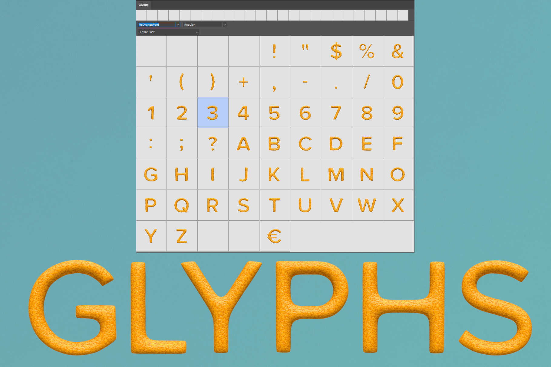 Font Opentype Glyphs Ms Orange Design preview image.