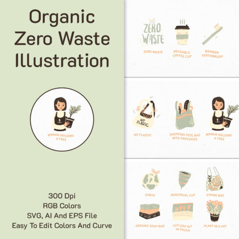 Organic Zero Waste Illustration.