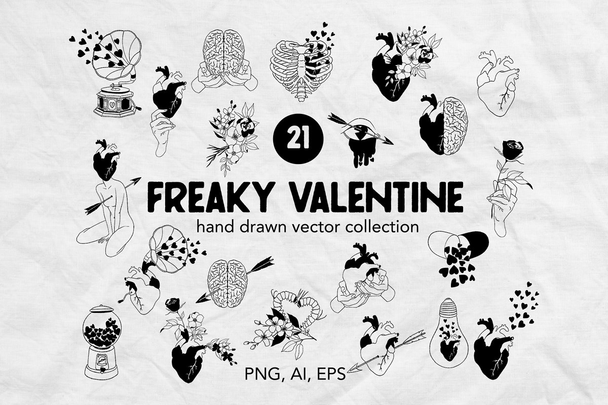 Cover image of Valentines Day line art collection.