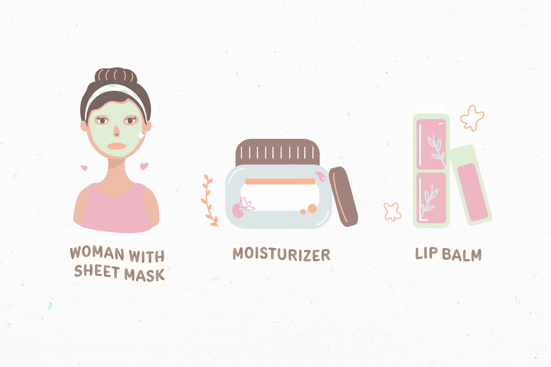 Cute three elements for the skin care illustrations.