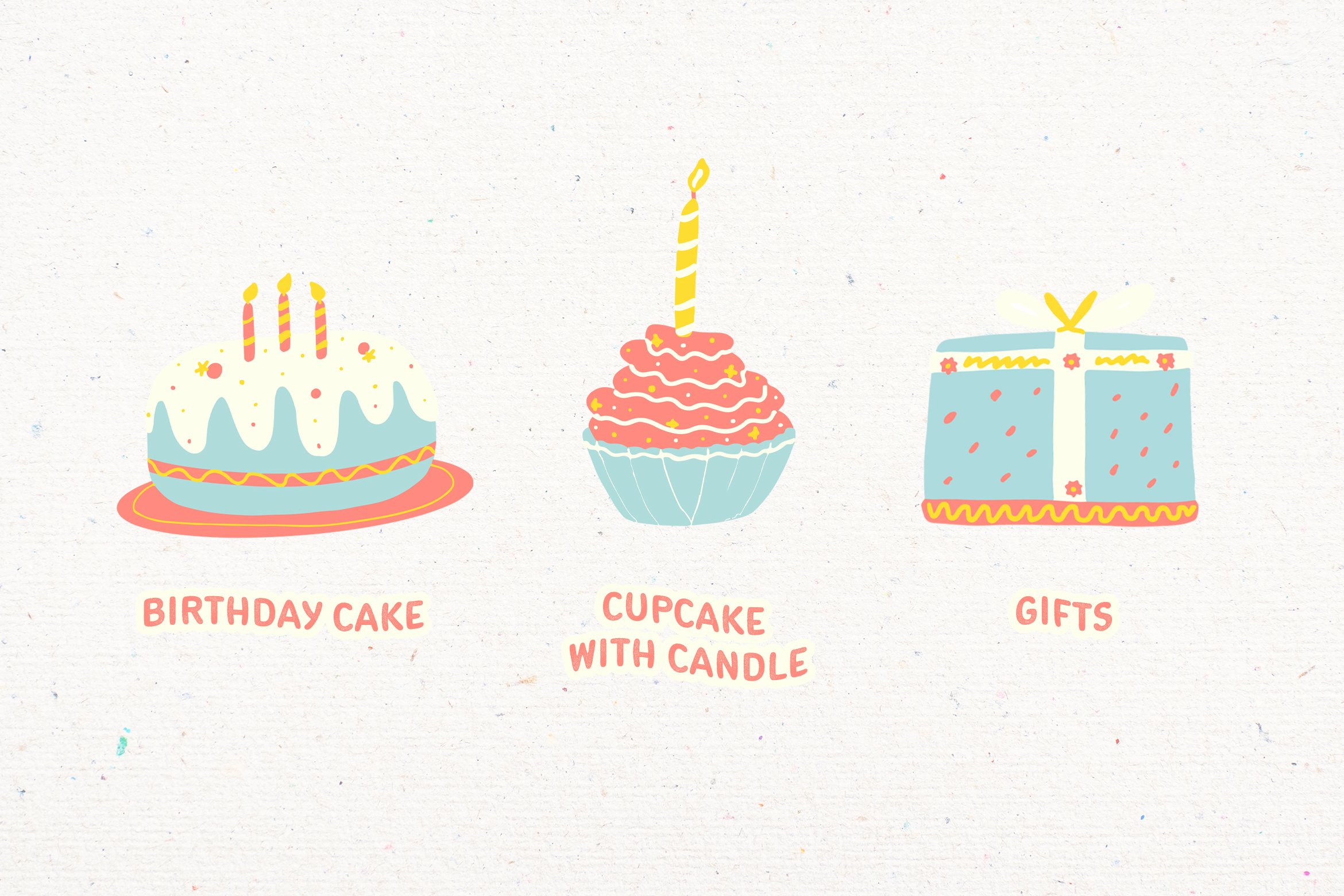Three delicate elements to celebrate birthday.