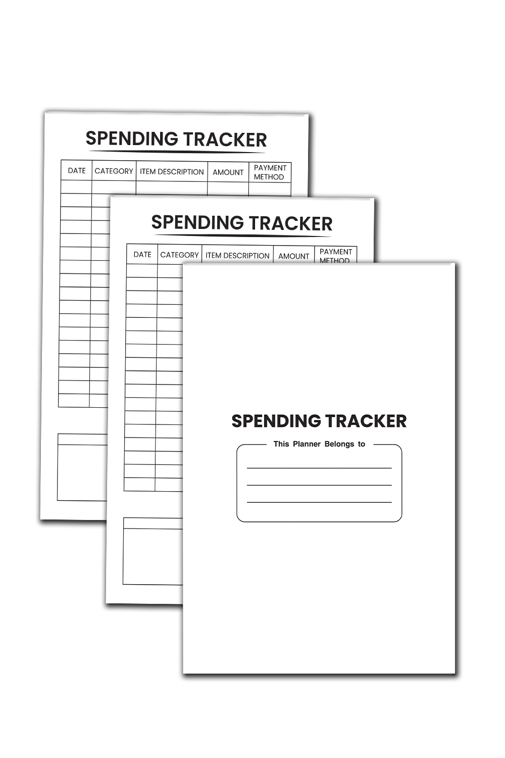 Image with blank unique pages and spending tracker cover
