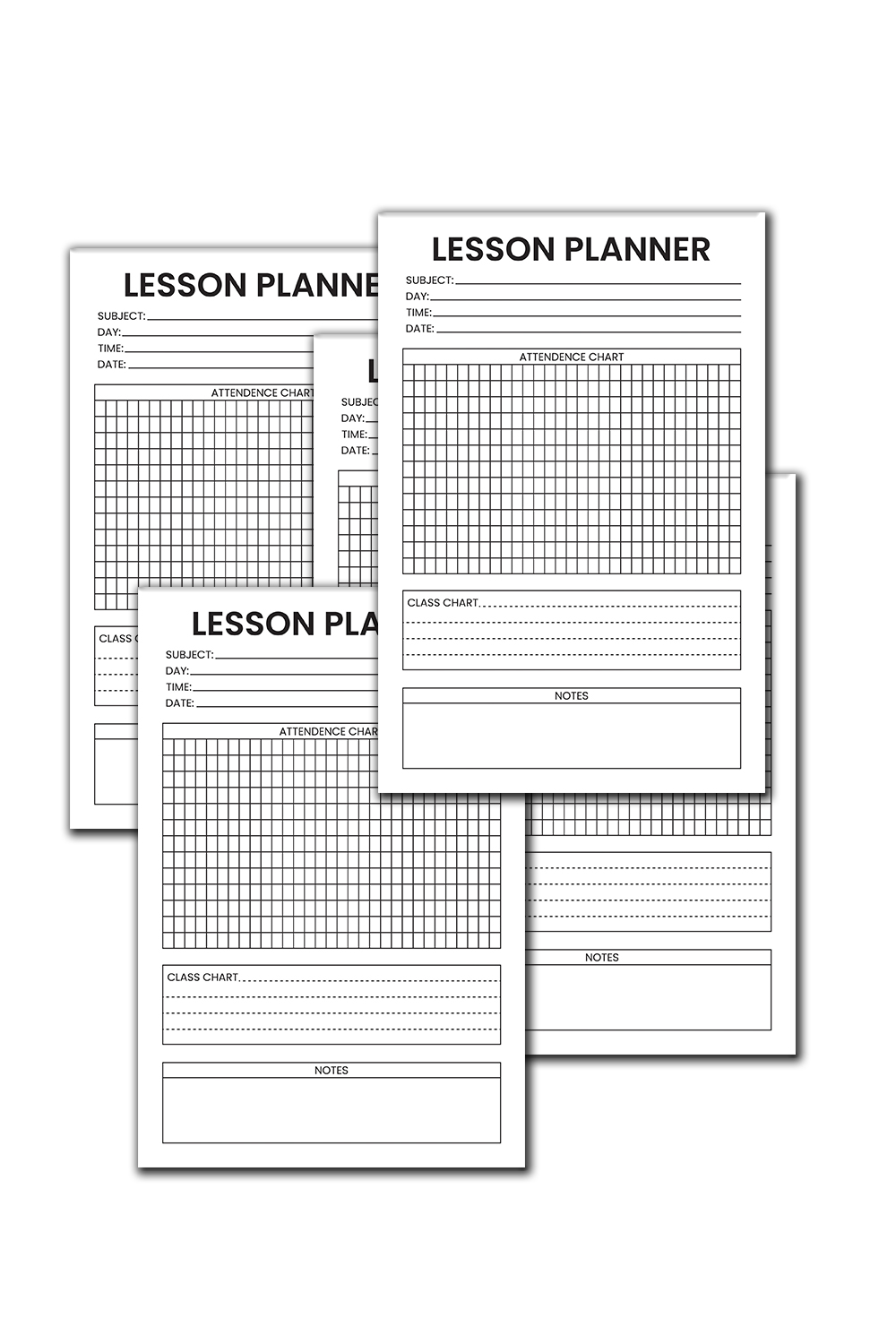 Picture with blank colorful pages of lesson planner journal.